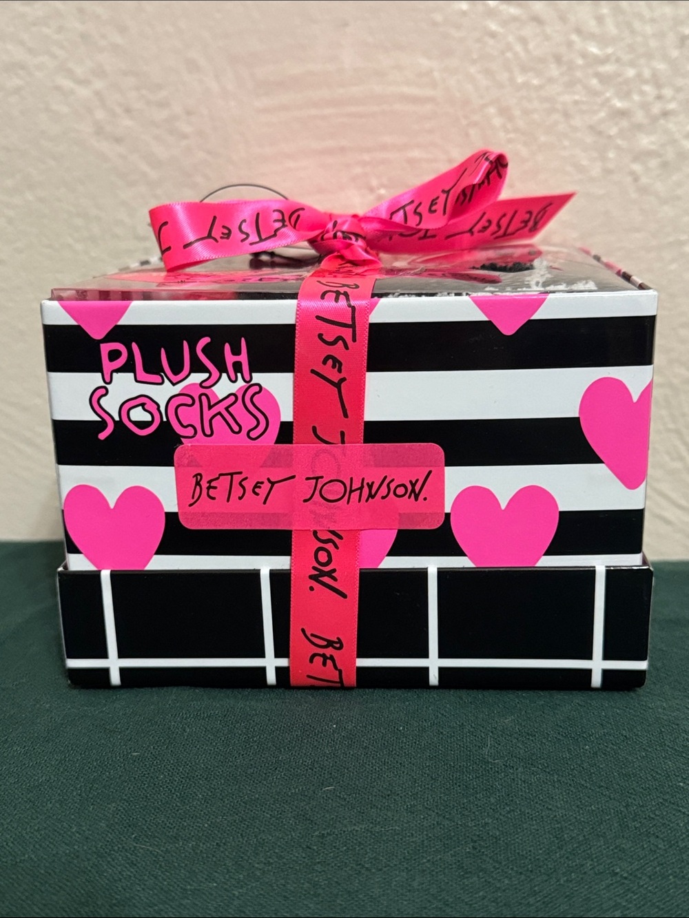 Betsey Johnson Black & Hot Pink Plush Sock Gift Set (3-Pack) - Picture 2 of 6